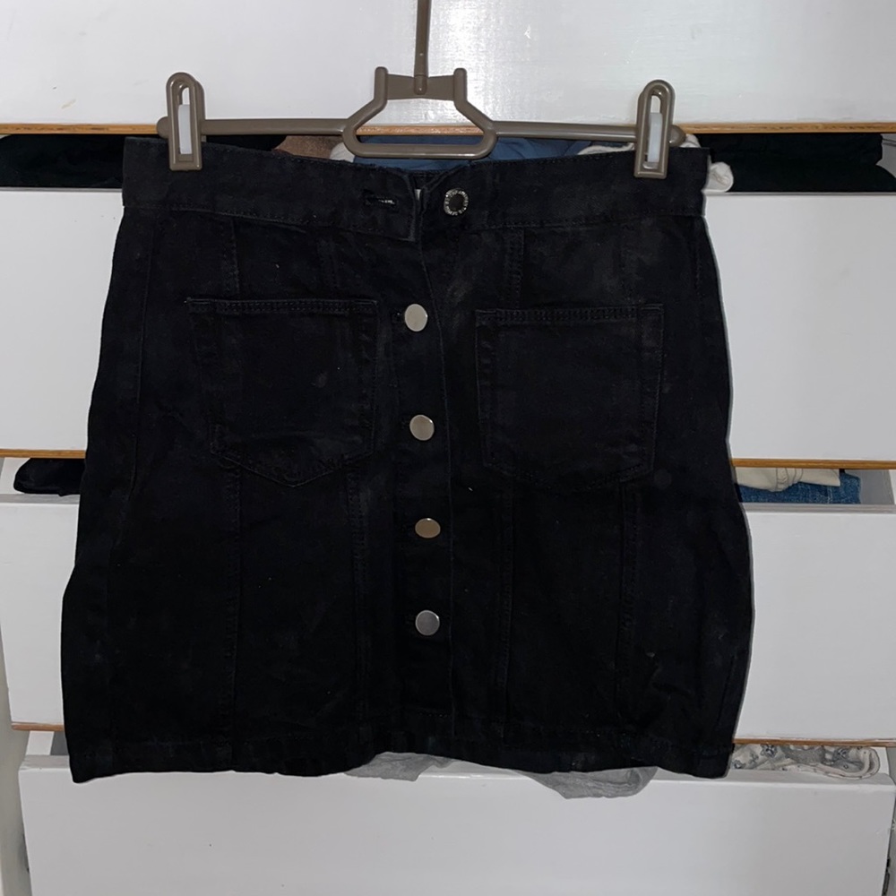 Zara black denim mini skirt